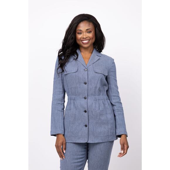 THEORY Fluid Linen Cinch Jacket Blazer 12 - Picture 6 of 13